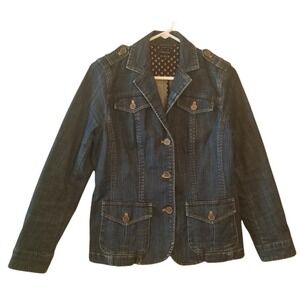LANDS END Denim Women's Jean Jacket Stretch Copper Size 8 PIT TO PIT 20 IN